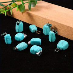 10pcs Turquoise Quartz Pendant w/ Stainless Steel Ring Crystal Chakra Jewelry