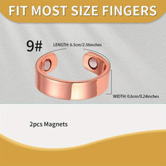 Lymph Detox Ring & Copper Bracelet Magnetic Set Women Rose Golden