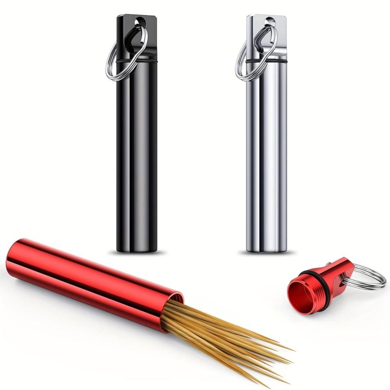 Portable Toothpicks Holder Waterproof Case Container With Keychain