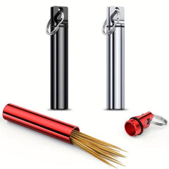 Portable Toothpicks Holder Waterproof Case Container With Keychain