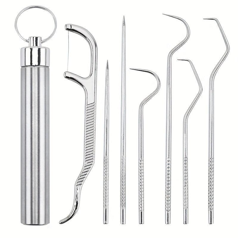 4pcs Stainless Steel Toothpick Set Tooth Flossing Reusable Toothpicks