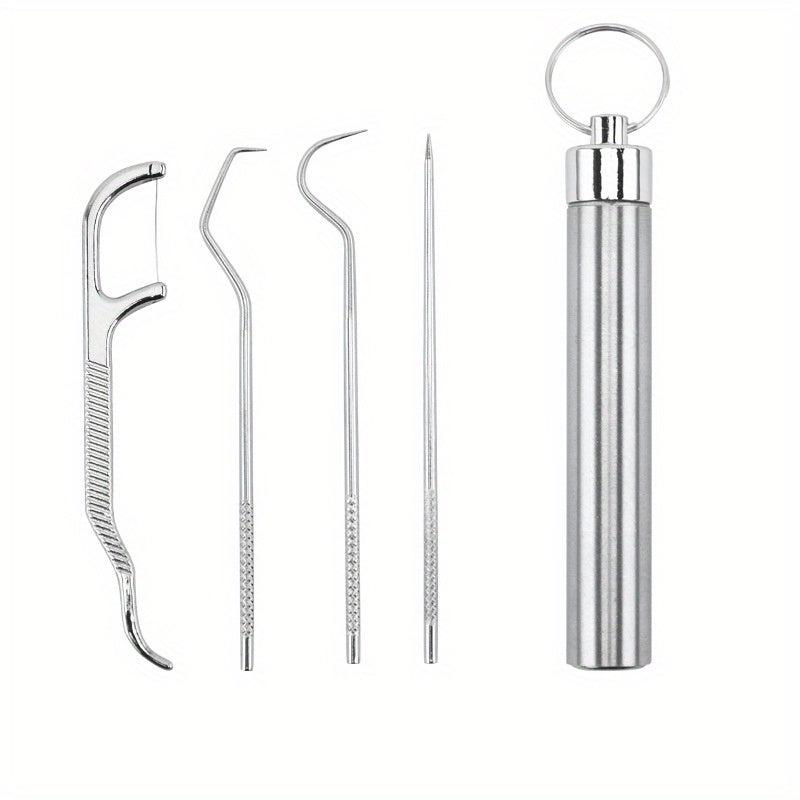 4pcs Stainless Steel Toothpick Set Tooth Flossing Reusable Toothpicks