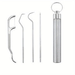 4pcs Stainless Steel Toothpick Set Tooth Flossing Reusable Toothpicks