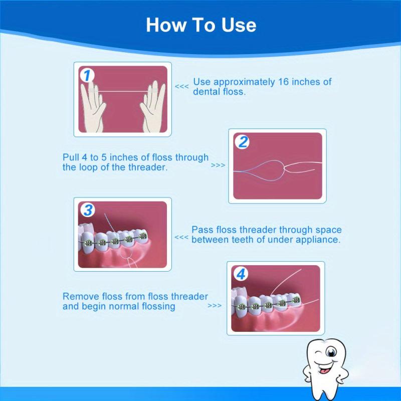 Dental Floss Threaders Flossing Tool For Braces Nylon Thread