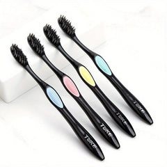 2pcs Bamboo Charcoal Bristle Toothbrushes for Oral Care, Soft Bristles