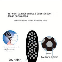 2pcs Bamboo Charcoal Bristle Toothbrushes for Oral Care, Soft Bristles