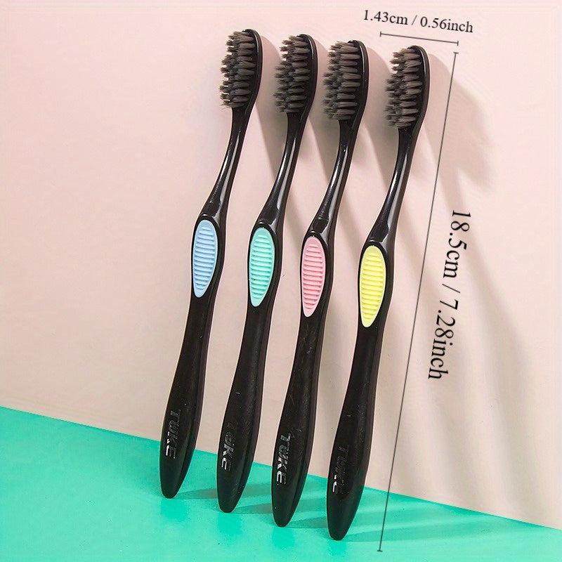 2pcs Bamboo Charcoal Bristle Toothbrushes for Oral Care, Soft Bristles