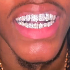 Golden Silvery Teeth Grillz Top & Bottom Hip Hop Rapper Jewelry Gift
