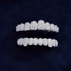 Golden Silvery Teeth Grillz Top & Bottom Hip Hop Rapper Jewelry Gift
