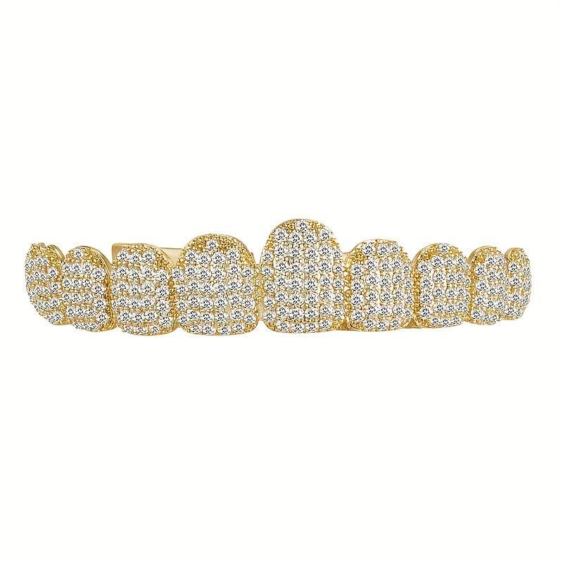 Golden Silvery Teeth Grillz Top & Bottom Hip Hop Rapper Jewelry Gift