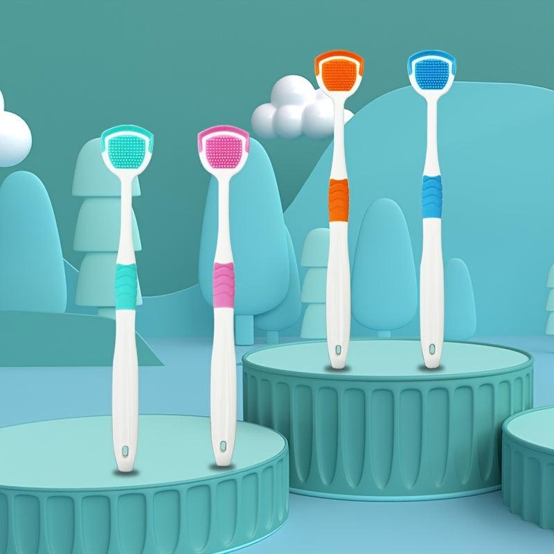 4pcs Tongue Brush Silicone Tongue Scraper Double effect Tongue Cleaning Brush