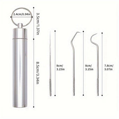 7pcs Reusable Dental Cleaning Kit w/ Key Ring Floss Tooth Picks Keychain Set
