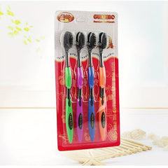 4pcs Bamboo Charcoal Toothbrush Set for Healthy Teeth & Gums