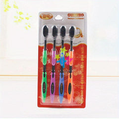 4pcs Bamboo Charcoal Toothbrush Set for Healthy Teeth & Gums