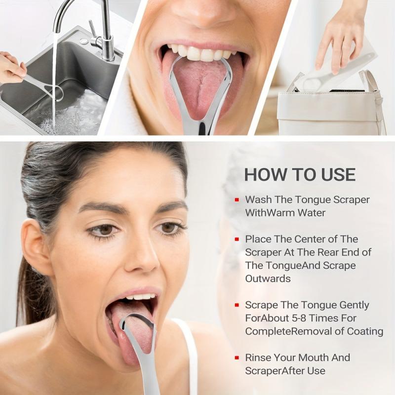 1Pcs Tongue Scraper Reduce Bad Breath Oral Care Stainless Steel Mental Cleaners