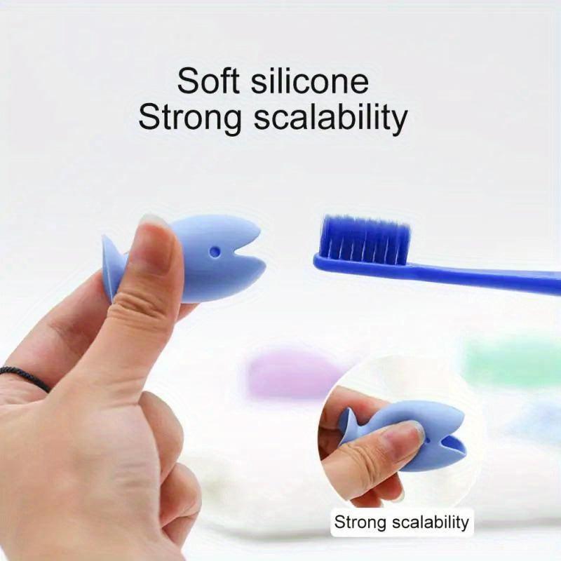 Fish Shape Silicone Toothbrush Cover Cap Stand Portable Travel Suction Cup