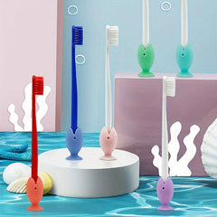 Fish Shape Silicone Toothbrush Cover Cap Stand Portable Travel Suction Cup
