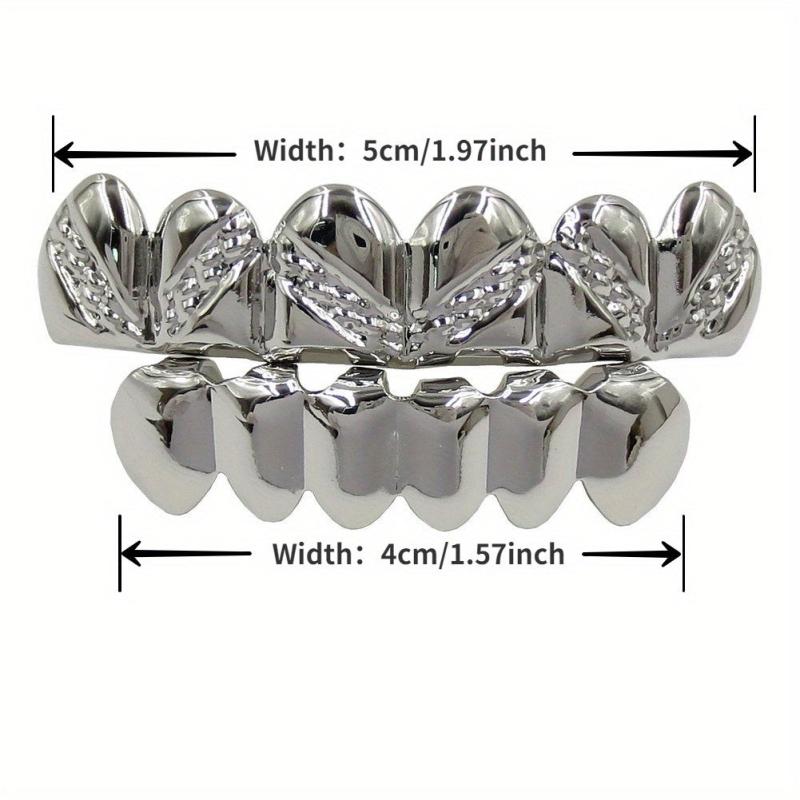 Golden Silvery Teeth Grillz Top Bottom for Hip Hop Rapper