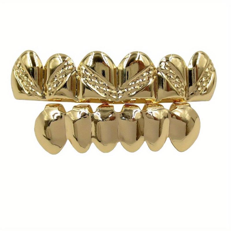 Golden Silvery Teeth Grillz Top Bottom for Hip Hop Rapper