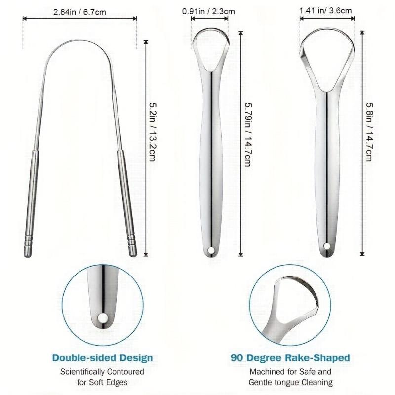 2pcs Stainless Steel Tongue Scrapers with Case for Oral Hygiene