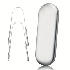 2pcs Stainless Steel Tongue Scrapers with Case for Oral Hygiene