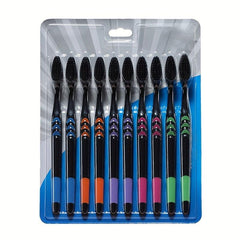 10 Pc Bamboo Charcoal Toothbrush Family Pack