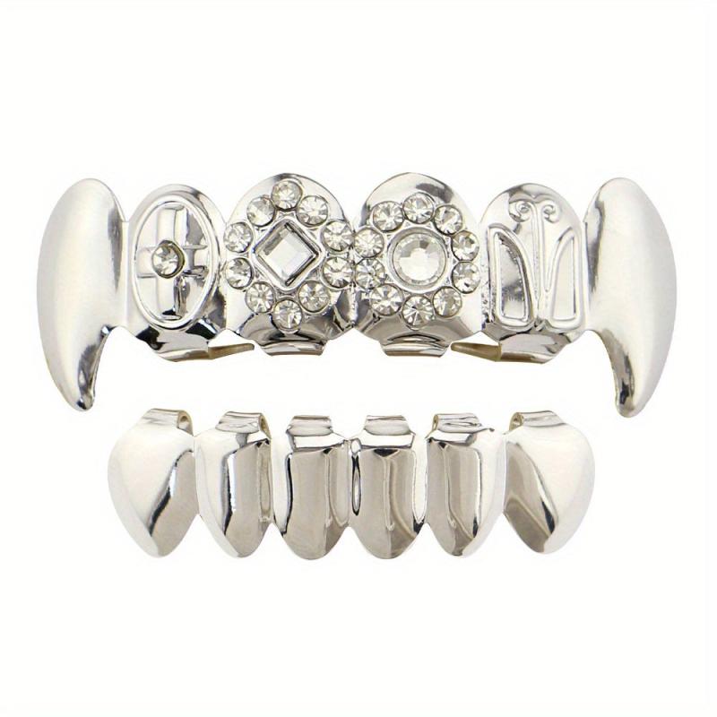 18K Zircon Golden Hip hop Braces Set for Halloween