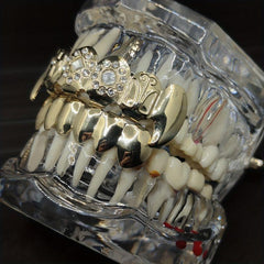 18K Zircon Golden Hip hop Braces Set for Halloween