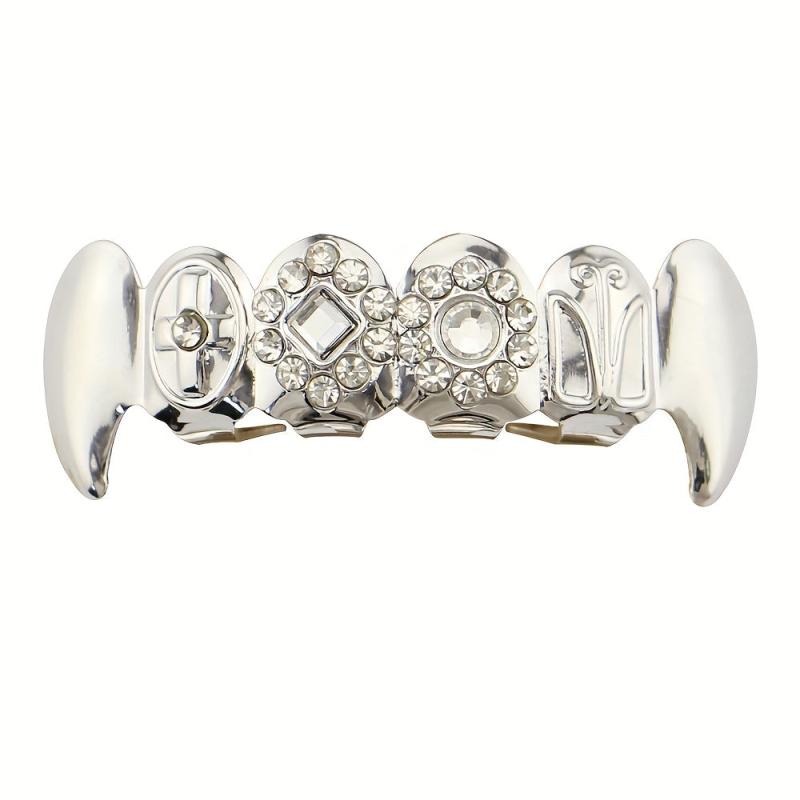 18K Zircon Golden Hip hop Braces Set for Halloween