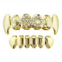18K Zircon Golden Hip hop Braces Set for Halloween