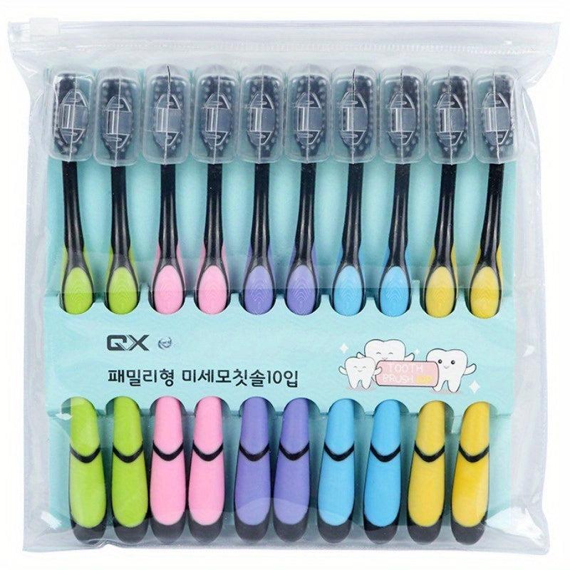10pcs Soft Bamboo Charcoal Toothbrushes for Deep Oral Cleaning