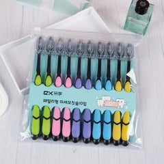 10pcs Soft Bamboo Charcoal Toothbrushes for Deep Oral Cleaning