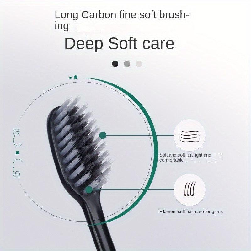 10pcs Soft Bamboo Charcoal Toothbrushes for Deep Oral Cleaning