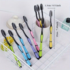 10pcs Soft Bamboo Charcoal Toothbrushes for Deep Oral Cleaning