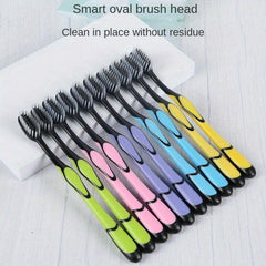 10pcs Soft Bamboo Charcoal Toothbrushes for Deep Oral Cleaning