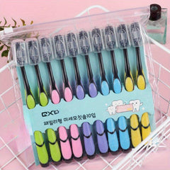 10pcs Soft Bamboo Charcoal Toothbrushes for Deep Oral Cleaning