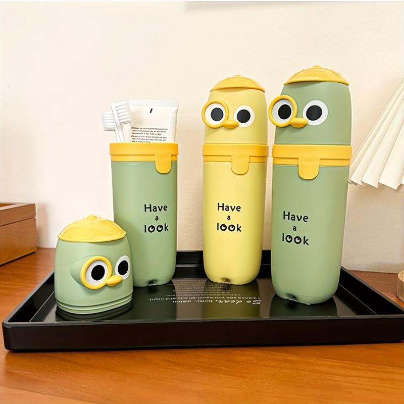 1pc Cartoon Travel Toothbrush Storage Box Holder with Gargle Cup