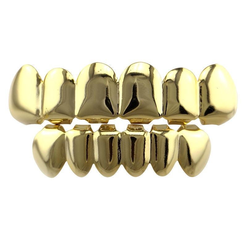 Glossy Hollow Fangs Hip hop Braces Grillz 18K Electroplated Copper Teeth