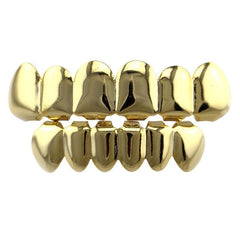 Glossy Hollow Fangs Hip hop Braces Grillz 18K Electroplated Copper Teeth