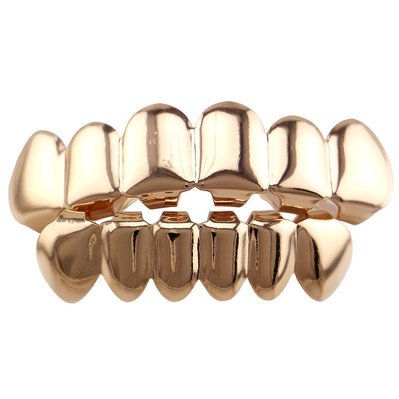 Glossy Hollow Fangs Hip hop Braces Grillz 18K Electroplated Copper Teeth