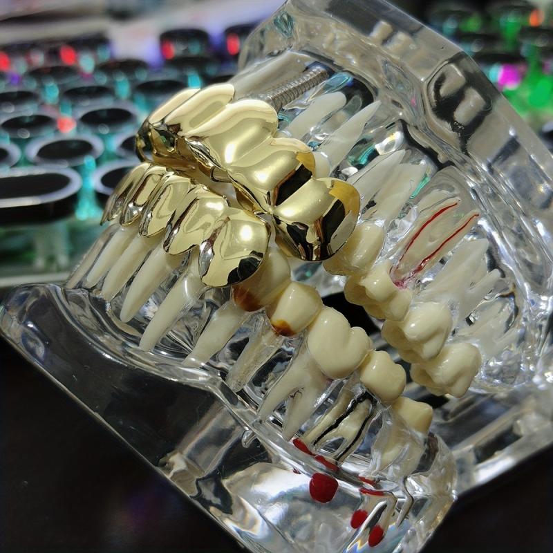 Glossy Hollow Fangs Hip hop Braces Grillz 18K Electroplated Copper Teeth