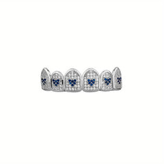 Heart Shaped Iced Out Silver Teeth Grillz Hip Hop Accessory