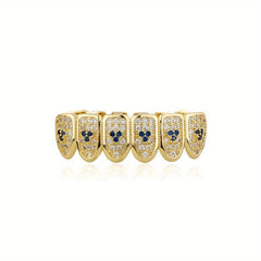 Heart Shaped Iced Out Silver Teeth Grillz Hip Hop Accessory