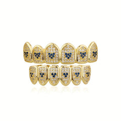 Heart Shaped Iced Out Silver Teeth Grillz Hip Hop Accessory