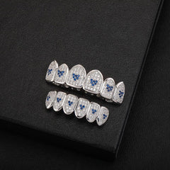 Heart Shaped Iced Out Silver Teeth Grillz Hip Hop Accessory