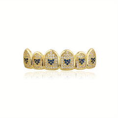 Heart Shaped Iced Out Silver Teeth Grillz Hip Hop Accessory