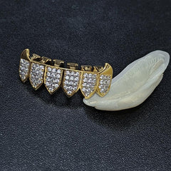 2pcs Golden Silvery Teeth Grillz Top and Bottom Hip Hop Rapper Jewelry