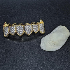2pcs Golden Silvery Teeth Grillz Top and Bottom Hip Hop Rapper Jewelry
