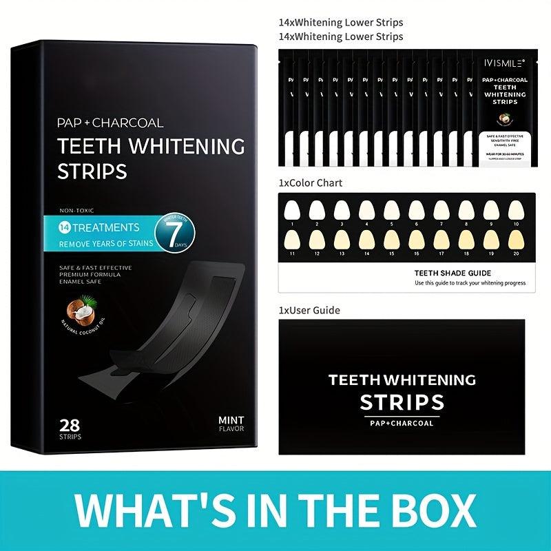 28pcs Pap Charcoal Teeth Whitening Strips Coconut Flavour