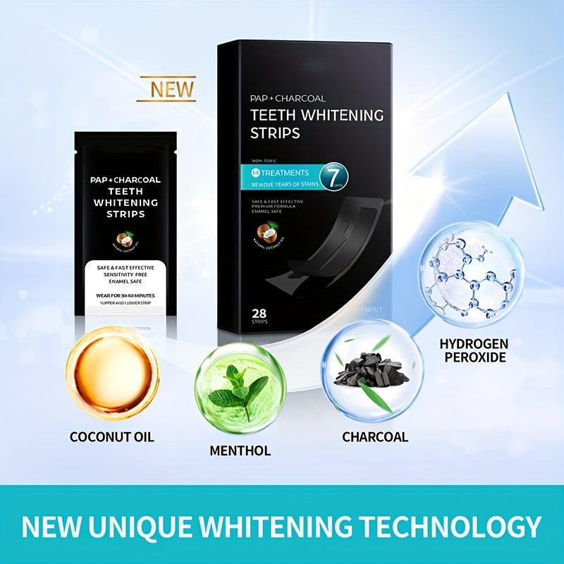 28pcs Pap Charcoal Teeth Whitening Strips Coconut Flavour